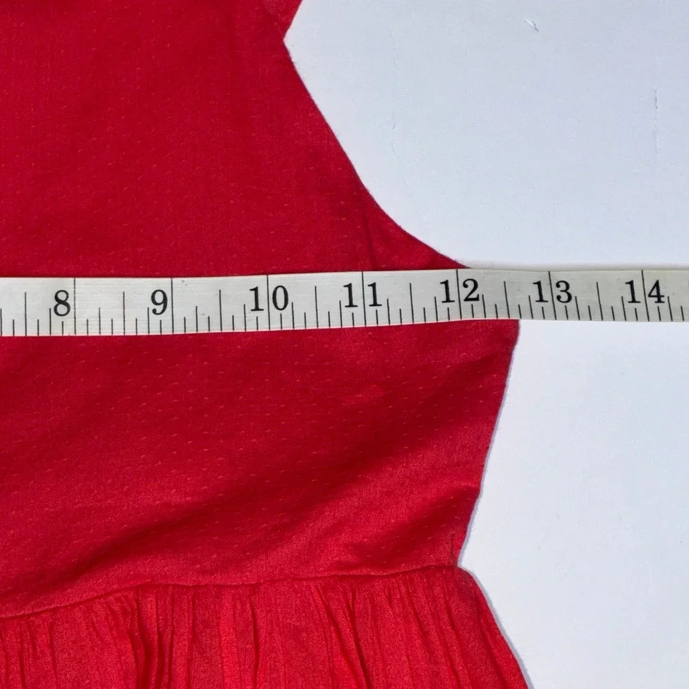 Mini Boden Floral Embroidered Dress 8-9Y Red Cross Back Ruffle‎ Summer Sundress